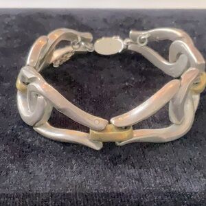 Mixed metal sterling and brass bracelet